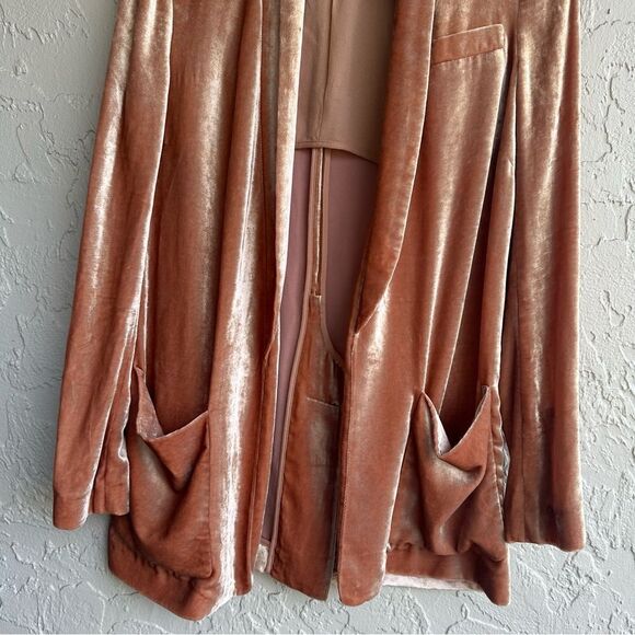 ALC Velvet Blazer Women Size 0 Peach Flowy Drape Shawl Collar Silk - Picture 5 of 9